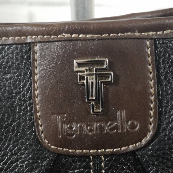 Tignanello Ladies Black & Brown Pebble Finish Faux Leather Handbag - Picture 2 of 9